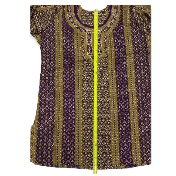 Women's Gold & Purple Kurti/Tunic - Picture 9 of 11